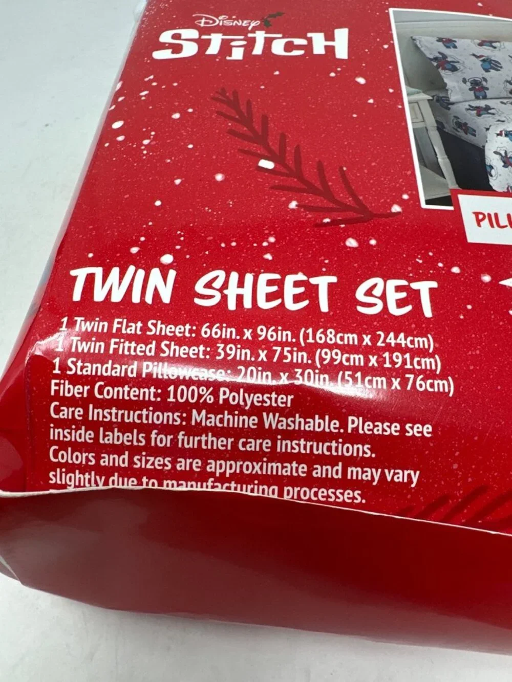 Disney Stitch Twin Sheet Set Flat Sheet Fitted Sheet Pillowcase Holiday Design